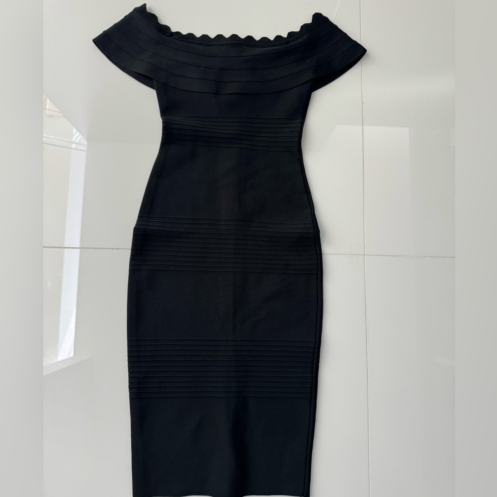Off shoulder black bandage dress
